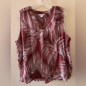 Liz Claiborne Burgundy and White Leaf Tank Top